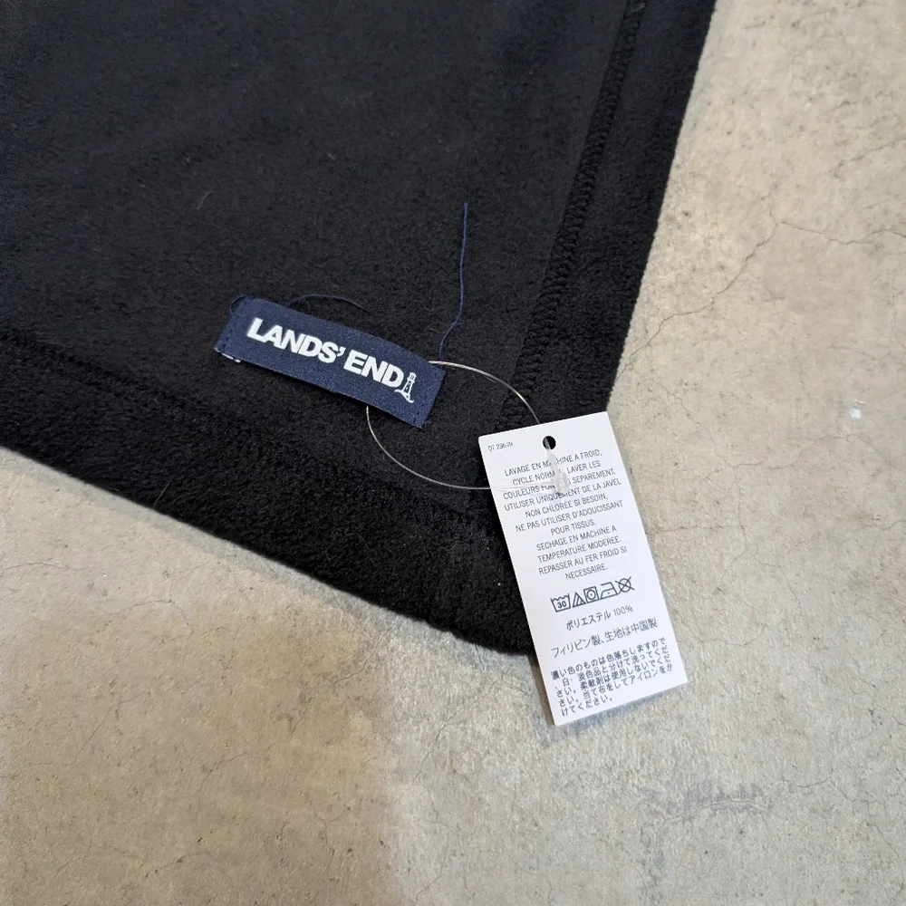 NWT Lands' End Fleece Classic Black Men's Scarf 64x9